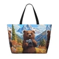 thumbnail image 2 of Daiia Snowy Mountain Photography Bear Beach Travel Bag - Water-Resistant Beach Bag, Lightweight Tote with 7 Pockets for Women and Men - Gym,Pool,Camping,Reusable Grocery Bag, 2 of 7