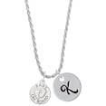 thumbnail image 1 of Delight Jewelry Silvertone Baby on Board with Feet Silvertone Script Initial Disc - K - Charm Necklace, 20"+3", 1 of 4