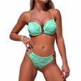 thumbnail image 2 of Bathing Suit for Women 2 Piece, 2 Piece Swimsuit for Women, Women's Two Piece Bikini Set With Criss Cross Back Ruched Front and Full Rear Coverage for Beach Vacation, Green S, 2 of 4