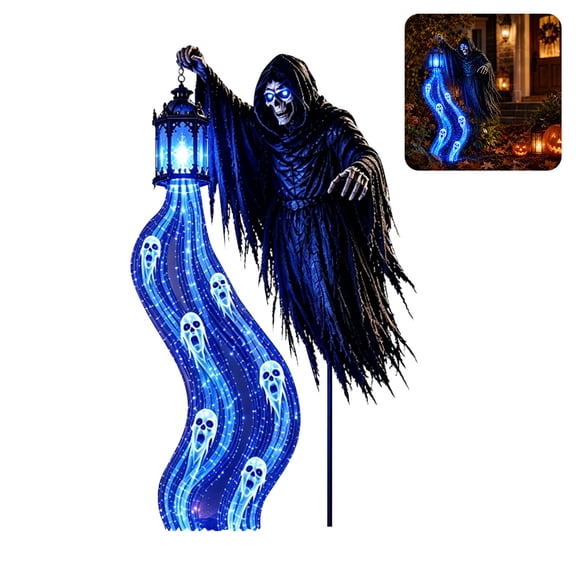 Halloween Soul Harvester Animated Garden Light,Halloween Grim Reaper Ghost Solar Garden Lights Yard Decoration,Spooky Outdoor Garden Lawn Halloween Decor