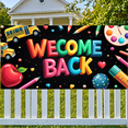thumbnail image 5 of LUUFILx Welcome Back School Bus Crayons Art Welcome Banner Backdrop Decorations Classroom Event Party Supplies Background School Supplies Photography Props, 5 of 8