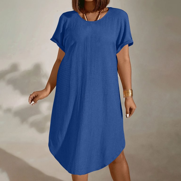 Horkkom Plus Size Dresses for Curvy Women Crew Neck Short Sleeve Mini  Dresses Summer Casual Loose Sundresses XXXL - Walmart.com