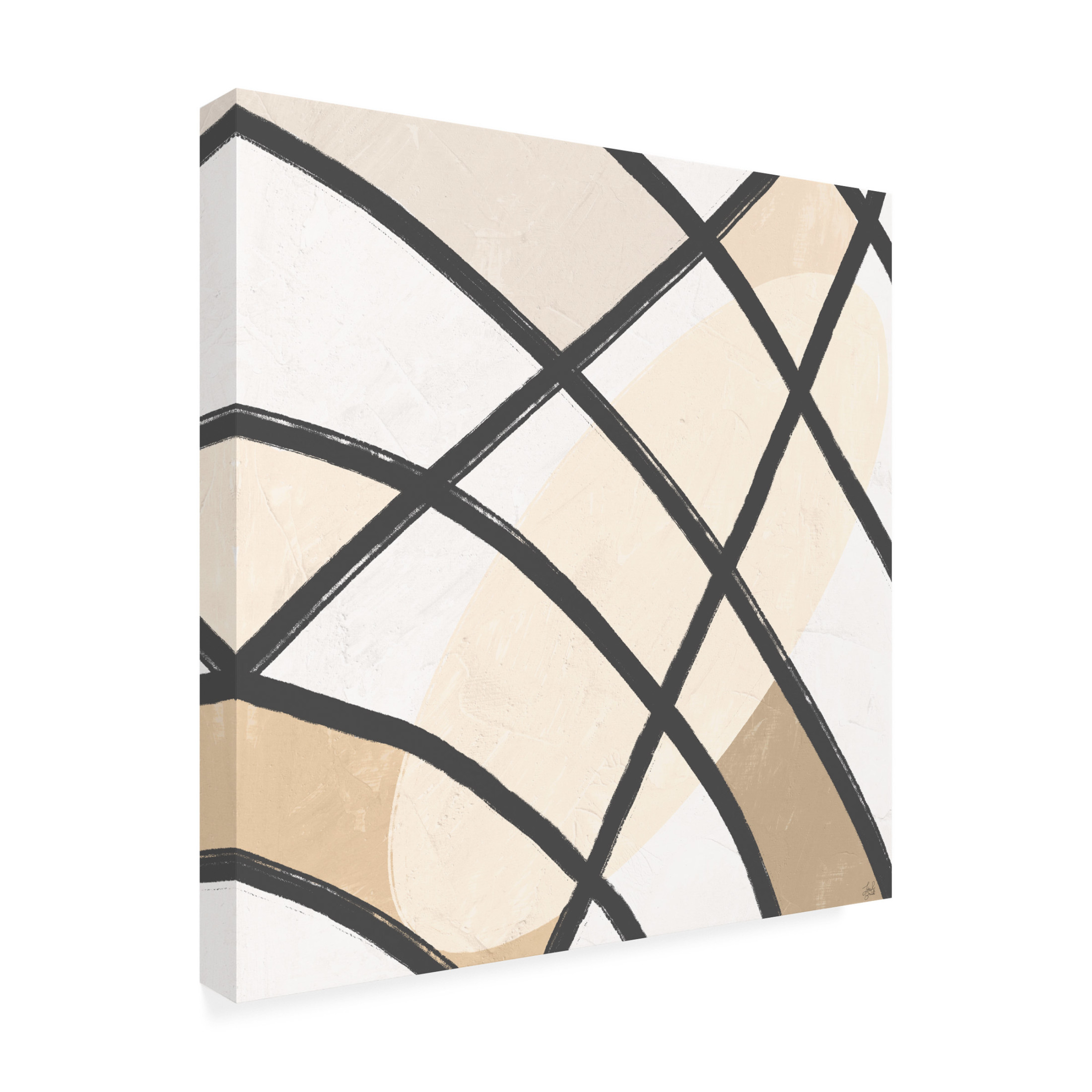 Canvas Wall Art - Line and Brush 'Behind The Grid' Wall Art for Living Room, Bedroom, or Office Décor by Trademark Fine Art - 35 x 35 Inches
