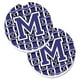 Carolines Treasures CJ1068-MCARC Lettre M Football Violet & Blanc Ensemble de 2 Porte-Gobelet Voiture Coaster – image 1 sur 1