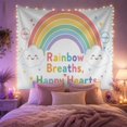 thumbnail image 2 of Rainbow Breaths Happy Hearts Scene with Clouds and Arrows, Cheerful Illustration for Kids, Wall Decor, Back to School Gift, Tapestry Wall Hanging for Bedroom and Playroom, 2 of 7