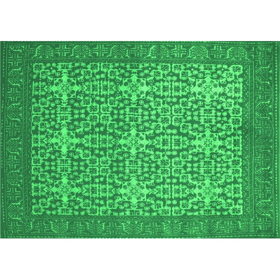 Ahgly Company Indoor Rectangle Persian Green Bohemian Area Rugs, 7' x 9'