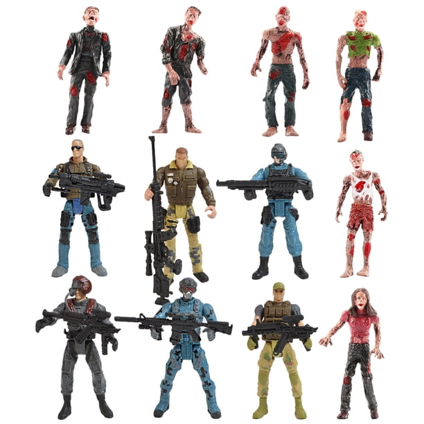 1 conjunto de modelos de soldados militares simulación de juegos zombie juguetes flexibles