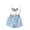 Blue, variant on lnmuld Girls 2 Piece Summer Outfit Bow Print Crop Tank Top and Ribbed Shorts Set Size:11-12 Years