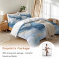 thumbnail image 7 of Marble Texture Bedding Duvet Cover Set Queen Size 4 Pieces Modern Art Blue Gray Ripple Effect Bedding Set with Zipper Closure, 1 Comforter Cover 90x92 Inches 1 Flat Sheet & 2 Pillow Cases, 7 of 7