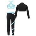 thumbnail image 2 of TiaoBug Kids Girls Gymnastic Athletic Sport Dance Outfit Long Sleeve Mock Neck Crop Top with Legging Set Light Blue 6, 2 of 7