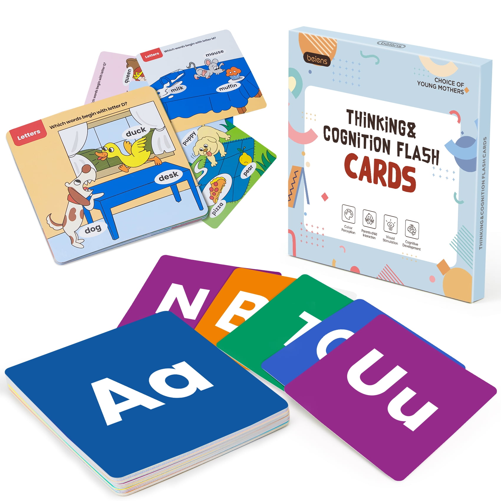Beiens Large Alphabet Flash Cards and Baby Flash Cards Learn ABC