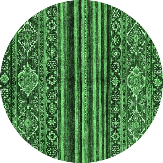 Ahgly Company Indoor Round Abstract Emerald Green Modern Area Rugs, 6' Round