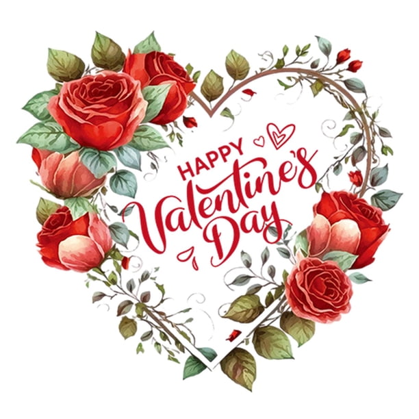 Pegatina de San Valentín para nevera, diseño de corazones y rosas, romántica para la pared del hogar. Estilo C