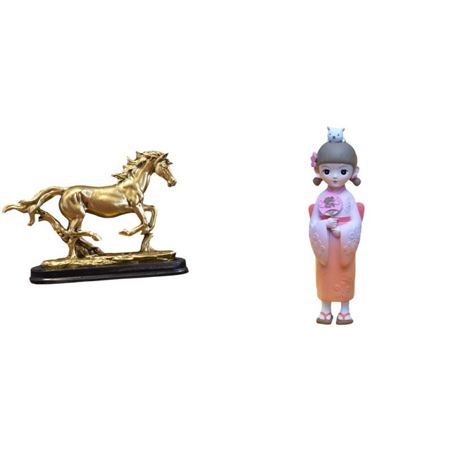 Figura de caballo,Escultura de caballo en miniatura coleccionable,Estatua de animal de adorno de caballo de resina para decoración del hogar,Muñeca geisha japonesa,Adorno tradicional de