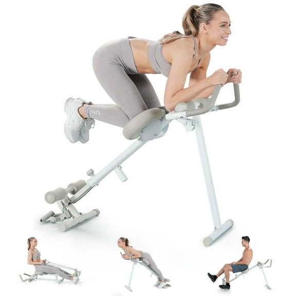 WONDER CORE 4-in-1 Ab Machine for Stomach Workout, Ab Workout Equipment for Home Gym, Ab Trainer, 4-in-1 Exercise Equipment: Rowing Machine, Leg Press Machine, Ab Glider Machine, Roman Chair Gray