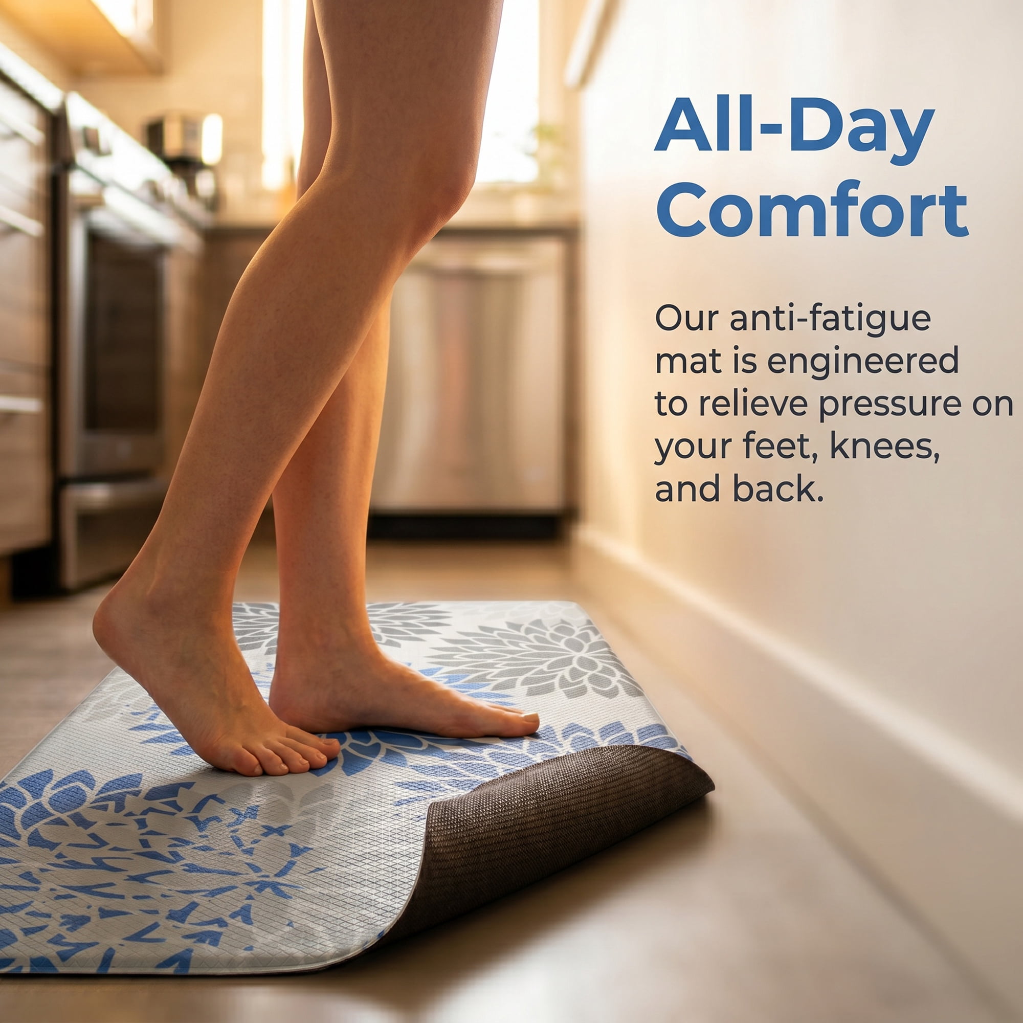 Unique Bargains Ergonomic Kitchen Mats Blue 30" x 17"
