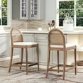 thumbnail image 6 of Panama 26.5" Curved Back Cane Rattan Set of 2 Counter Height Bar Stools in Ivory White Boucle, 6 of 9