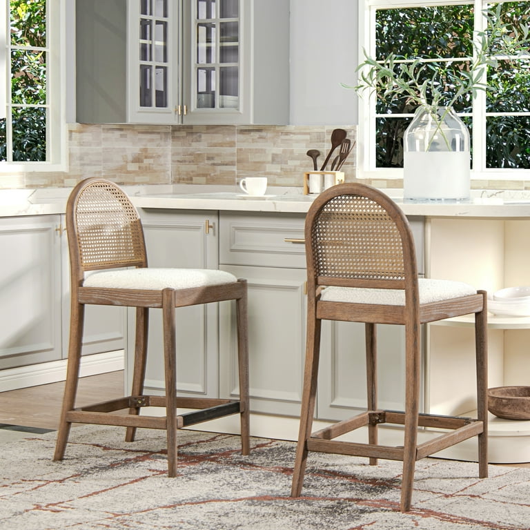 Jennifer Taylor Home Ivory Boucle Panama Coastal Barstools