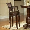 thumbnail image 4 of Bowery Hill Wood Bar Stool Chair in Cherry With Rotating Round Seat &amp; Footrest (Set of 2), 4 of 5