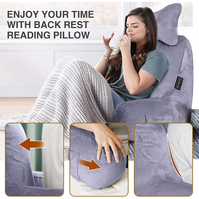 Soft Lap Desk Pillow for Adult, Reading Pillow with Pocket, Arm Rest  Pillow, Memory Foam Bed Rest Pillows can Reading, Working in Bed Floor  Sofa(Grey)