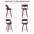 thumbnail image 4 of Wood Swivel Bar Stools Set of 2, Mid-Century 26 Inch Counter Height Barstools with Backrest and Foot Ring for Home Bar Dining Room Kitchen Island Coffee Shop, 4 of 9