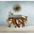 thumbnail image 3 of Rustic Teak Wood Root Live Edge Console Table with Glass Top, 48 inches, 3 of 8
