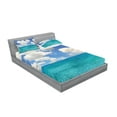 thumbnail image 2 of Ambesonne Ocean Fitted Sheet & Pillow Sham Set, Tropical Island Beach, Full, Turquoise Aqua, 2 of 2