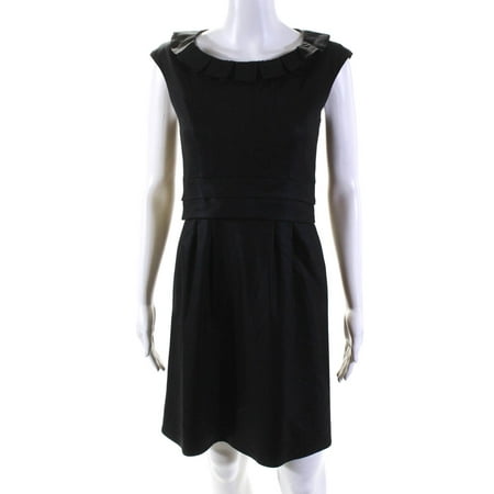 

Pre-owned|Marc By Marc Jacobs Womens Back Zip Pintuck Scoop Neck Dress Black Wool Size 2
