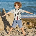 thumbnail image 3 of FORMRS Boys Rash Guard Short Sleeves Swim Shirt Quick Dry UPF 50+ Sun Protection, Sizes 3-12T, Christmas Plaid Forest, 3 of 6