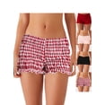 thumbnail image 1 of Nituyy Womens Low Rise Shorts Solid Color/Plaid Tiered Smocked Casual Summer Short Pants, 1 of 5