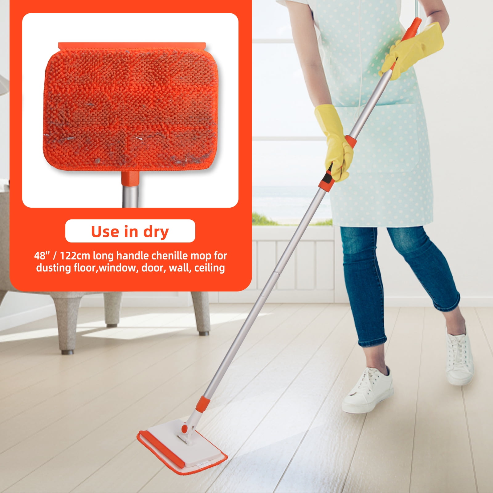 Qaestfy Baseboard Cleaner Tool with Handle, Wall Floor Mop with Extendable  Long Handle Duster for Cleaning Window, Floor, Skirting Board, Ceiling