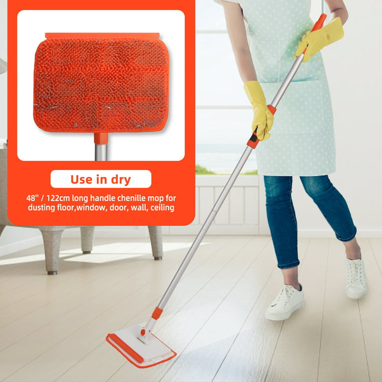 Baseboard Cleaner Tool with Handle, Baseboard Cleaner with Extendable Long  Handle, 5 Reusable Cleaning Pads Wall Cleaner for Baseboards Cleaning