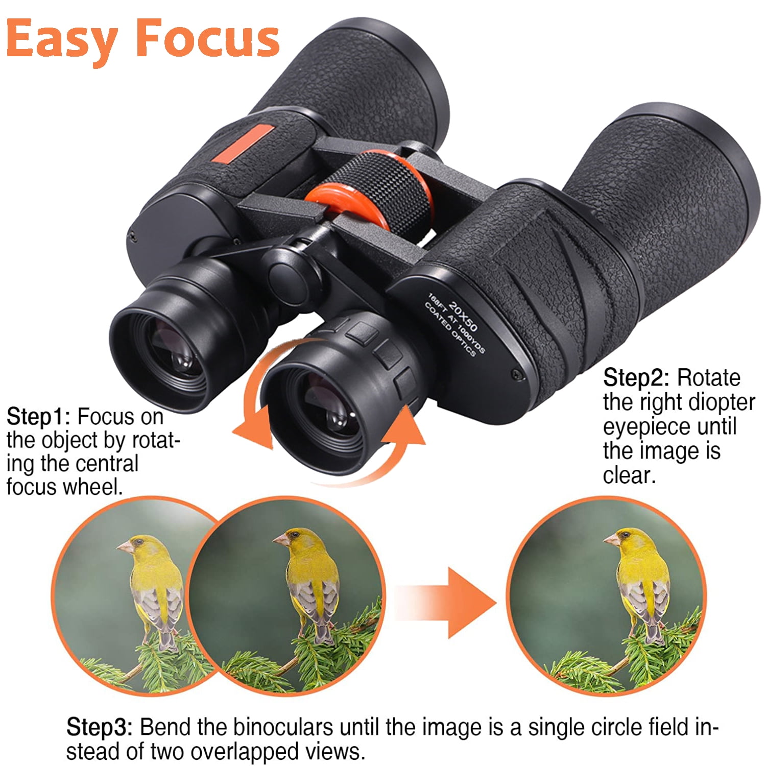 BFVV 20X50 Binoculars for Adult with Phone Clip for Bird Watching Hunting Stargazing Concerts Sports,FMC Lens HD High Powered Telescopes