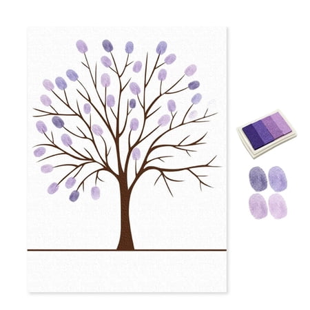 BJBSJSZ Fingerprint Tree Party Wedding Signs Guest Book Ideas, Wall Art Canvas Creative DIY Painting, Fingerprints Tree Canvas Guest Book Painting Creative Tree Fingerprints Painting Decor