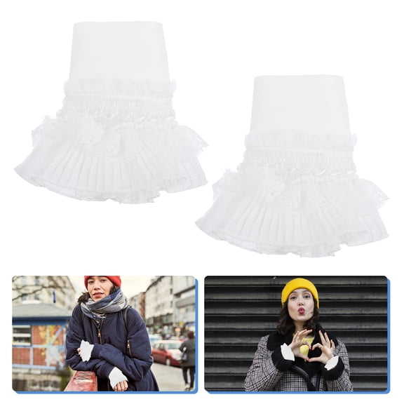 ifundom White Lace False Sleeves 1 Pair, Romantic and Gentle on Skin, Elegant Arm Covers for Women