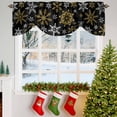 thumbnail image 3 of Winter Yellow Snowflake Tie Up Valances Curtain, Christmas White Snowflake Black Adjustable Rod Pocket Short Window Treatment Tie Up Curtains Valances for Kitchen Living Room Bathroom 54x18 Inches, 3 of 9