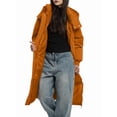 thumbnail image 3 of Long Puffer Jacket for Women, Thickened Winter Coat Hooded with Deep Pockets, Ladies Warm Winter Jacket Orange XL, 3 of 8