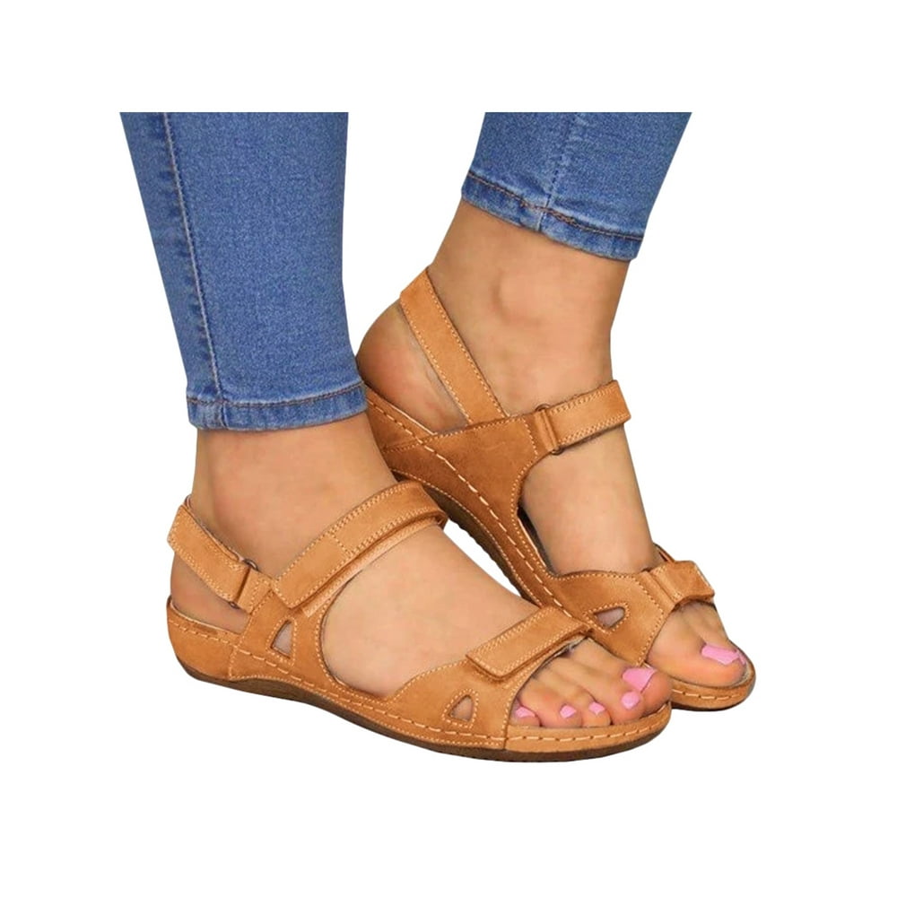 flat sandals with velcro straps