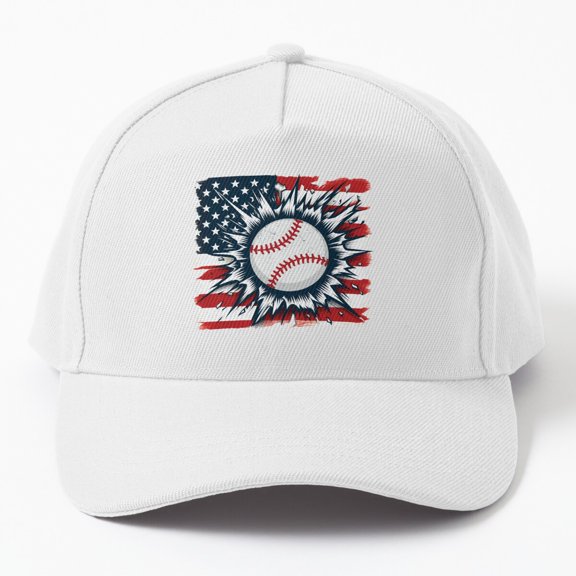 Baseball Fourth of July Baseball Hat, USA American Flag Sports Celebration Cap