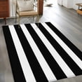 thumbnail image 3 of White Black Striped Washable Area Rugs 2.7'x5', Simple Stripes Background Low Pile Throw Living Room Rug Non-Slip Sturdy Edge Binding Carpet for Indoor Entryway Bedside Kitchen, 3 of 9