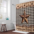 thumbnail image 6 of Country Stars Shower Curtain for Bathroom Decor, Bless Our Home Berries Black Plaid Farm Wood Grain Waterproof Fabric Shower Curtain, 72"x96" Set with 12 Hooks, 6 of 9