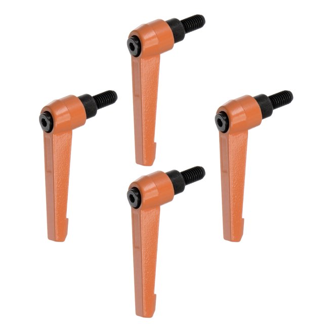 Unique Bargains Lot de 4 M8 x 16mm Tige Filetée Mâle Levier de Serrage Réglable Bouton de Verrouillage Orange