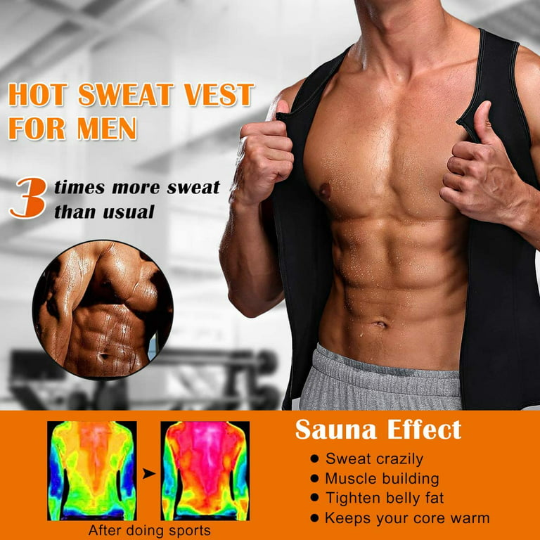 COMFREE Men Sauna Suit Hot Neoprene Body Shaper Waist Trainer Sweat Vest  Tank Top Corset Workout Compression Shirt GYM for Weight Loss Tummy Fat Loss