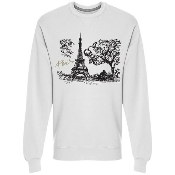 Paris Eiffel Sketch Tree Sweatshirt Men's -Image by Shutterstock