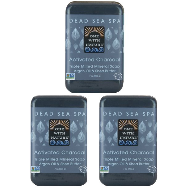DEAD SEA Salt CHARCOAL SOAP 3 pk Activated Charcoal, Shea Butter