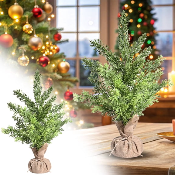 BinKFF 17.7 inchs Christmas Tree, Small Artificial Tabletop Snow Flocked Christmas Trees Decor, Outdoor Indoor Porch Table Centerpieces Xmas Christmas Decorations