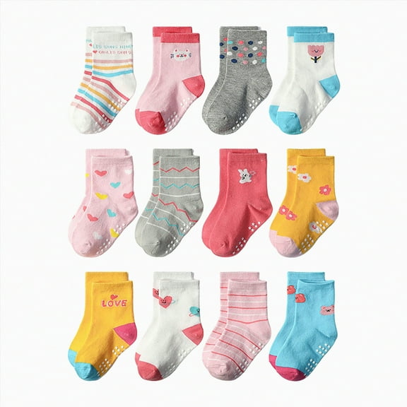 UAYOTSE Kids Boys Girls Toddlers Fuzzy Grips Socks with Grippers Non Slip Fluffy Warm Cozy Cabin Plush Crew Socks(Blue,1-3 Years)