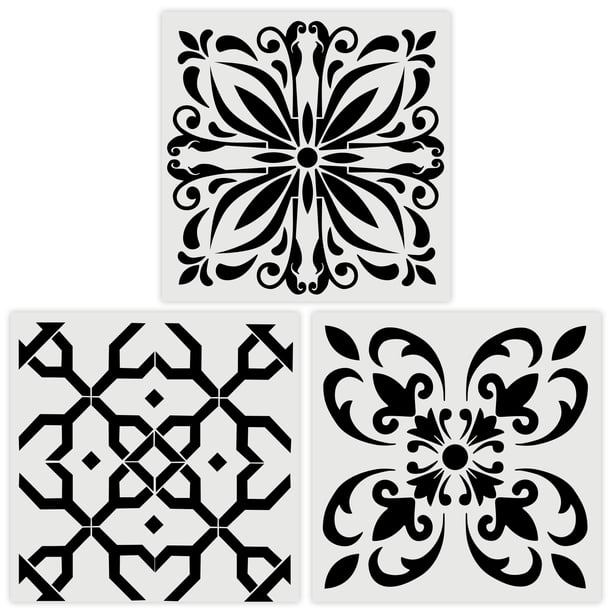 Billuyoard Paquete de 3 Plantillas de pintura hueca para el hogar, Bar, cocina, sala de estar, dormitorio, azulejo de cerámica, decoración, Decoración del hogar