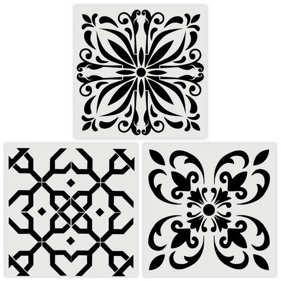 Injueey Plantilla de pintura hueca de 3 piezas para el hogar, Hotel, Bar, sala de estar, pared del dormitorio, decoración de piedra, Decoración del hogar