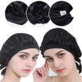 thumbnail image 4 of Silk Night Cap for Hair Protection Durable Black Mulberry Silk Large Size 25.5 Inches Circumference, 4 of 8